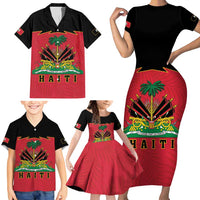 Personalized Haiti 1964 Family Matching Short Sleeve Bodycon Dress and Hawaiian Shirt Coat Of Arms Flag Style