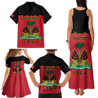 Personalized Haiti 1964 Family Matching Tank Maxi Dress and Hawaiian Shirt Coat Of Arms Flag Style