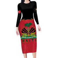 Personalized Haiti 1964 Long Sleeve Bodycon Dress Coat Of Arms Flag Style