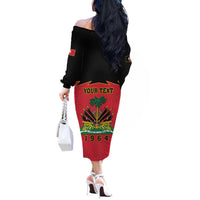 Personalized Haiti 1964 Off The Shoulder Long Sleeve Dress Coat Of Arms Flag Style