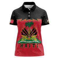 Personalized Haiti 1964 Women Polo Shirt Coat Of Arms Flag Style