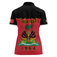 Personalized Haiti 1964 Women Polo Shirt Coat Of Arms Flag Style