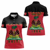 Personalized Haiti 1964 Women Polo Shirt Coat Of Arms Flag Style