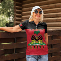 Personalized Haiti 1964 Women Polo Shirt Coat Of Arms Flag Style