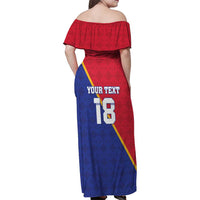 Custom Haiti Football Family Matching Off Shoulder Maxi Dress and Hawaiian Shirt Les Grenadiers