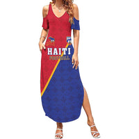 Custom Haiti Football Family Matching Summer Maxi Dress and Hawaiian Shirt Les Grenadiers