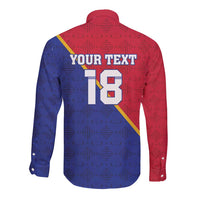 Custom Haiti Football Long Sleeve Button Shirt Les Grenadiers