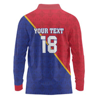 Custom Haiti Football Long Sleeve Polo Shirt Les Grenadiers