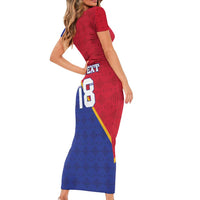 Custom Haiti Football Short Sleeve Bodycon Dress Les Grenadiers