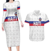 Custom Haiti Football Couples Matching Long Sleeve Bodycon Dress and Hawaiian Shirt Ekip foutbol Ayiti