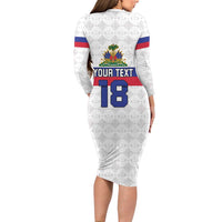 Custom Haiti Football Family Matching Long Sleeve Bodycon Dress and Hawaiian Shirt Ekip foutbol Ayiti
