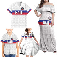 Custom Haiti Football Family Matching Off Shoulder Maxi Dress and Hawaiian Shirt Ekip foutbol Ayiti