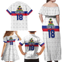 Custom Haiti Football Family Matching Off Shoulder Maxi Dress and Hawaiian Shirt Ekip foutbol Ayiti