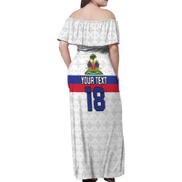 Custom Haiti Football Family Matching Off Shoulder Maxi Dress and Hawaiian Shirt Ekip foutbol Ayiti
