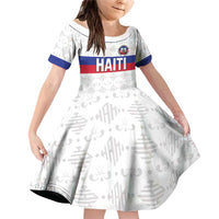 Custom Haiti Football Family Matching Off Shoulder Short Dress and Hawaiian Shirt Ekip foutbol Ayiti