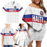 Custom Haiti Football Family Matching Off Shoulder Short Dress and Hawaiian Shirt Ekip foutbol Ayiti