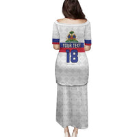 Custom Haiti Football Family Matching Puletasi and Hawaiian Shirt Ekip foutbol Ayiti