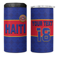 Custom Haiti Football 4 in 1 Can Cooler Tumbler Le Rouge et Bleu Sporty Style