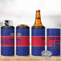 Custom Haiti Football 4 in 1 Can Cooler Tumbler Le Rouge et Bleu Sporty Style
