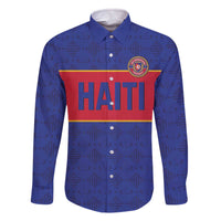 Custom Haiti Football Family Matching Off The Shoulder Long Sleeve Dress and Hawaiian Shirt Le Rouge et Bleu Sporty Style