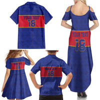 Custom Haiti Football Family Matching Summer Maxi Dress and Hawaiian Shirt Le Rouge et Bleu Sporty Style