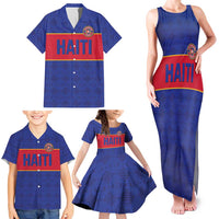 Custom Haiti Football Family Matching Tank Maxi Dress and Hawaiian Shirt Le Rouge et Bleu Sporty Style