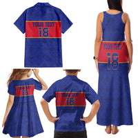 Custom Haiti Football Family Matching Tank Maxi Dress and Hawaiian Shirt Le Rouge et Bleu Sporty Style