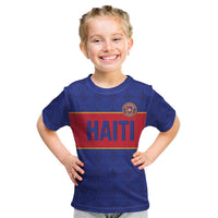 Custom Haiti Football Kid T Shirt Le Rouge et Bleu Sporty Style