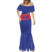 Custom Haiti Football Mermaid Dress Le Rouge et Bleu Sporty Style