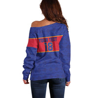 Custom Haiti Football Off Shoulder Sweater Le Rouge et Bleu Sporty Style