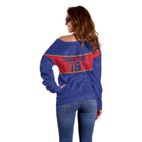 Custom Haiti Football Off Shoulder Sweater Le Rouge et Bleu Sporty Style