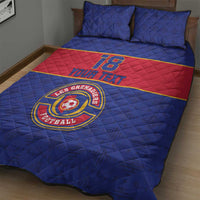 Custom Haiti Football Quilt Bed Set Le Rouge et Bleu Sporty Style