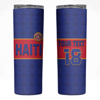 Custom Haiti Football Skinny Tumbler Le Rouge et Bleu Sporty Style