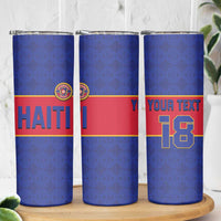 Custom Haiti Football Skinny Tumbler Le Rouge et Bleu Sporty Style