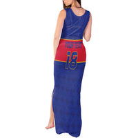 Custom Haiti Football Tank Maxi Dress Le Rouge et Bleu Sporty Style