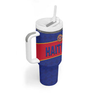 Custom Haiti Football Tumbler With Handle Le Rouge et Bleu Sporty Style