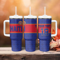 Custom Haiti Football Tumbler With Handle Le Rouge et Bleu Sporty Style