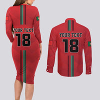 Custom Portugal Football Couples Matching Long Sleeve Bodycon Dress and Long Sleeve Button Shirt A Selecao das Quinas