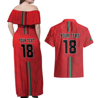 Custom Portugal Football Couples Matching Off Shoulder Maxi Dress and Hawaiian Shirt A Selecao das Quinas