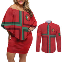 Custom Portugal Football Couples Matching Off Shoulder Short Dress and Long Sleeve Button Shirt A Selecao das Quinas