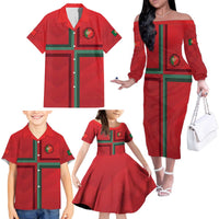 Custom Portugal Football Family Matching Off The Shoulder Long Sleeve Dress and Hawaiian Shirt A Selecao das Quinas