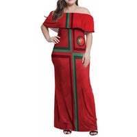 Custom Portugal Football Family Matching Off Shoulder Maxi Dress and Hawaiian Shirt A Selecao das Quinas