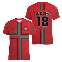 Custom Portugal Football Women V-Neck T-Shirt A Selecao das Quinas