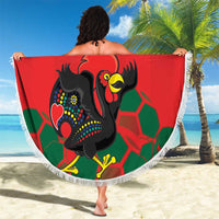 Custom Portugal Football Beach Blanket Barcelos Rooster Mascot Dynamic Style