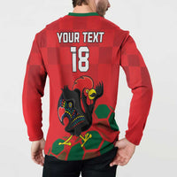 Custom Portugal Football Button Sweatshirt Barcelos Rooster Mascot Dynamic Style