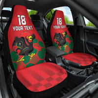 Custom Portugal Football Car Seat Cover Barcelos Rooster Mascot Dynamic Style