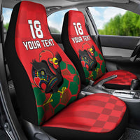 Custom Portugal Football Car Seat Cover Barcelos Rooster Mascot Dynamic Style