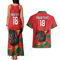 Custom Portugal Football Couples Matching Tank Maxi Dress and Hawaiian Shirt Barcelos Rooster Mascot Dynamic Style