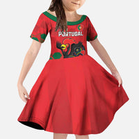 Custom Portugal Football Family Matching Off The Shoulder Long Sleeve Dress and Hawaiian Shirt Barcelos Rooster Mascot Dynamic Style