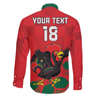 Custom Portugal Football Family Matching Off The Shoulder Long Sleeve Dress and Hawaiian Shirt Barcelos Rooster Mascot Dynamic Style